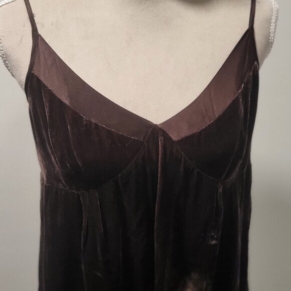 Gap Size 14 Chocolate Brown Velvet Dress, Spaghetti Straps, Low Back - Picture 4 of 9